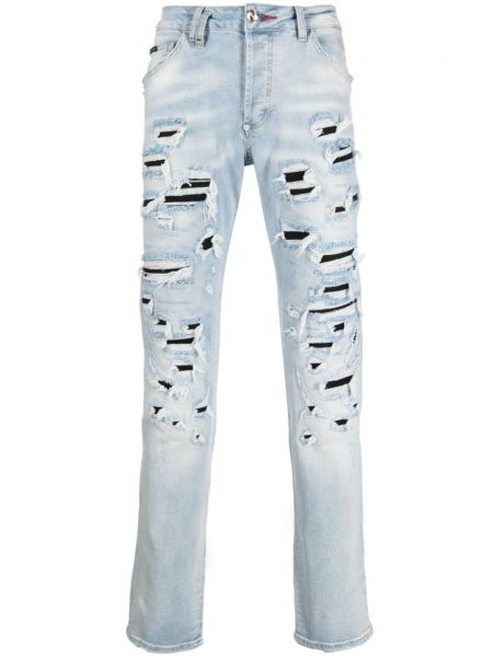 Zerrissene skinny jeans Philipp Plein blau