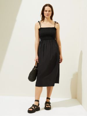 Bavlněné midi šaty Marks & Spencer černé