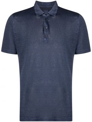 Прозрачна поло тениска 120% Lino синьо
