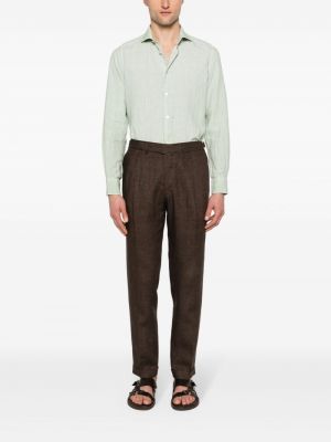 Lniane spodnie Briglia 1949 brązowe