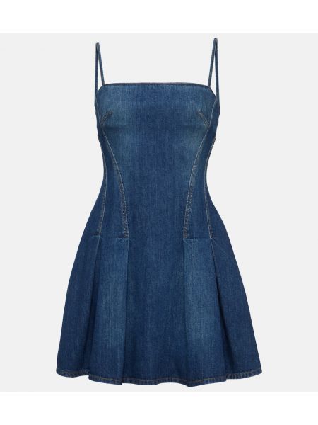 Plisseret denimkjole Alexander Mcqueen blå