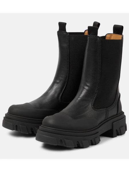 Leder stiefelette Ganni schwarz