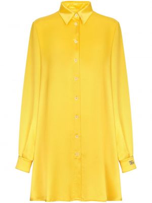 Μεταξωτό σατέν πουκάμισο Dolce & Gabbana κίτρινο