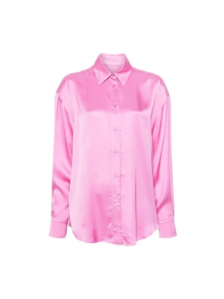 Satynowa koszula Chiara Ferragni Collection różowa