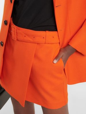 Mini spódniczka wełniana Ami Paris pomarańczowa