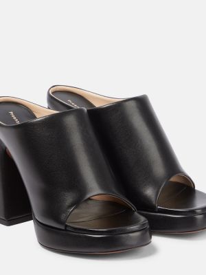 Papuci tip mules din piele cu platformă Proenza Schouler negru