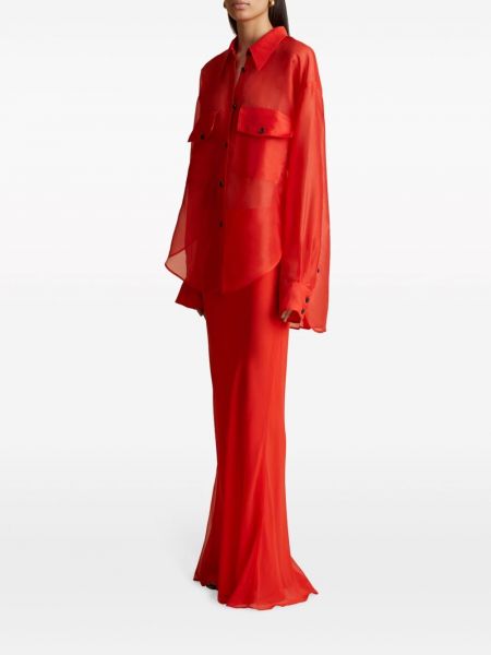 Hedvábné dlouhá sukně Khaite červené