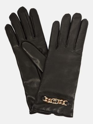 Kožené rukavice Gucci čierna