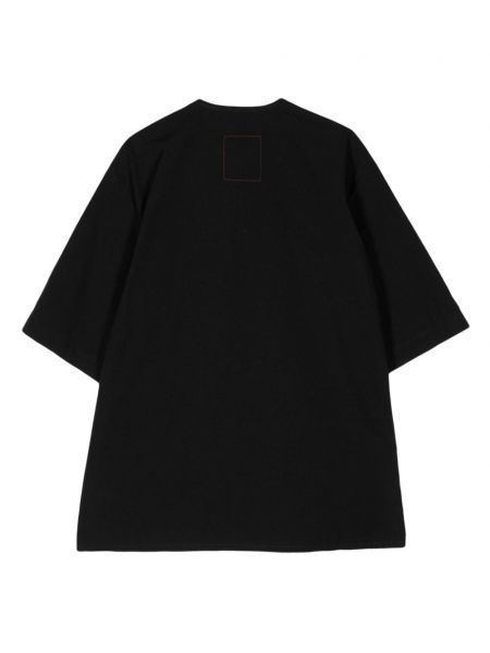 Medvilninė marškiniai v formos iškirpte Uma Wang juoda