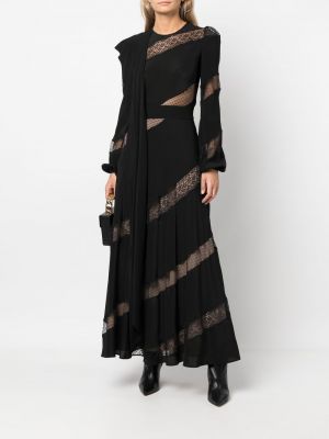 Krajkové hedvábné midi šaty Elie Saab černé
