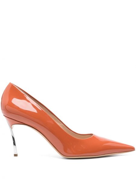 Кожени полуотворени обувки Casadei оранжево