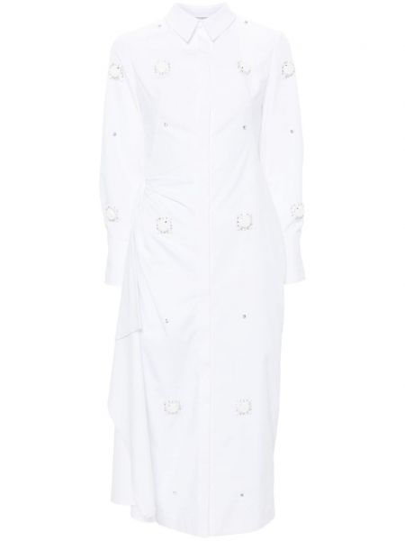 Φόρεμα σε στυλ πουκάμισο με πετραδάκια Huishan Zhang λευκό
