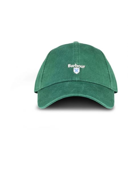 Zielona czapka z daszkiem bawełniana Barbour