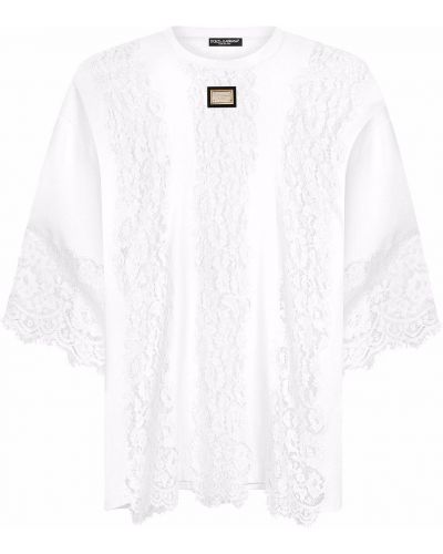 Тениска с дантела Dolce & Gabbana бяло