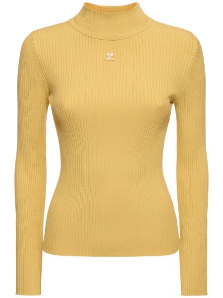 Suéter de viscosa de punto Courrèges amarillo