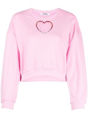 Bavlněný svetr s dlouhými rukávy jersey Vivetta - růžová