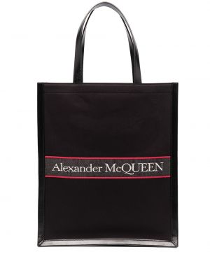 Bolso shopper con bordado Alexander Mcqueen negro