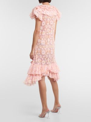 Midi haljina s čipkom Susan Fang ružičasta