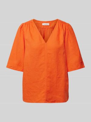 Bluzka z krótkim rękawem z dekoltem w serek Marc O'polo pomarańczowa