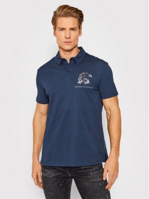 Polo marškinėliai Armani Exchange mėlyna