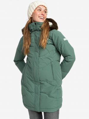 Zielony pikowany płaszcz zimowy Roxy