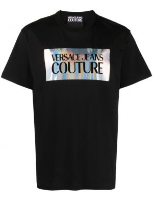 Bavlněné tričko s potiskem Versace Jeans Couture černé