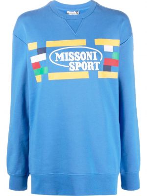 Raštuotas medvilninis džemperis Missoni mėlyna