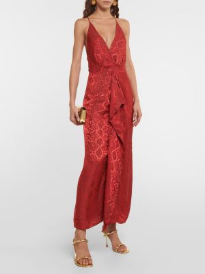 Satenska midi haljina s printom sa zmijskim uzorkom Simkhai crvena