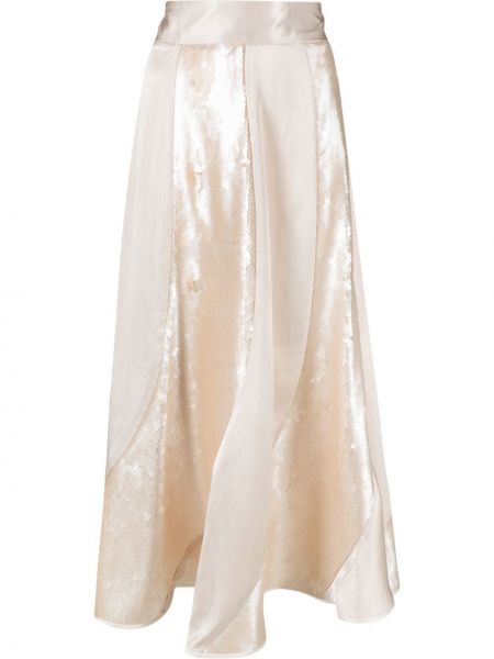 Midi φούστα με παγιέτες Masterpeace λευκό
