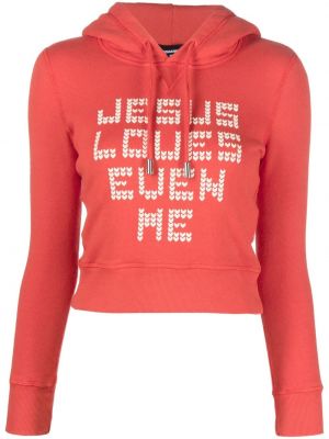 Hoodie con stampa Dsquared2 rosso