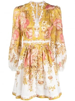 V-hals trykt floral dress Zimmermann gul