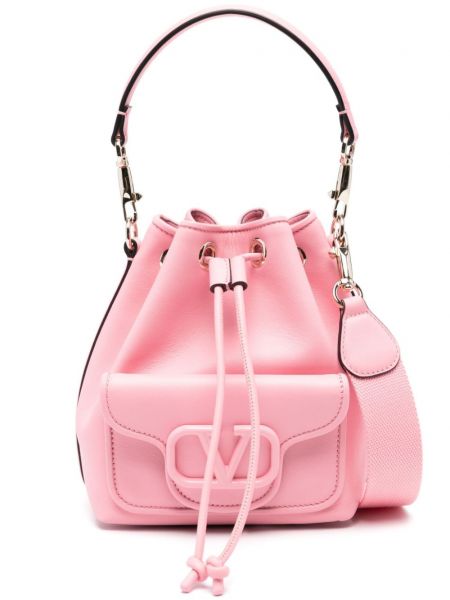 Δερμάτινη τσάντα Valentino Garavani ροζ