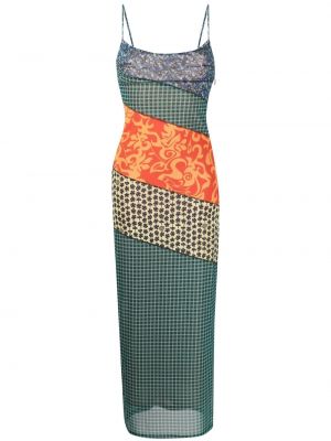 Midi šaty s potiskem z polyesteru Miaou - zelená