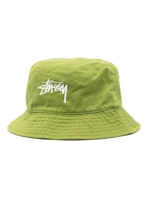 Памучна шапка бродирана Stüssy зелено