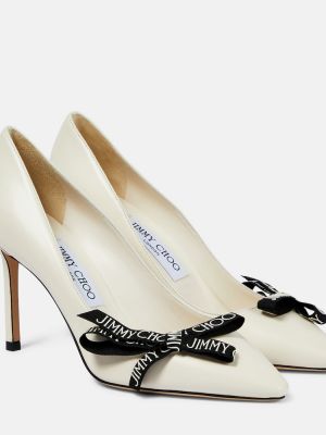 Läder rosett pumps Jimmy Choo beige