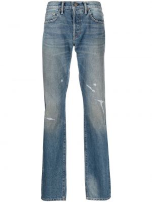 Straight fit džíny s oděrkami Tom Ford modré