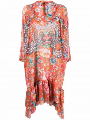 Trykt floral dress Junya Watanabe oransje