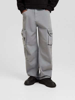 Pantaloni cargo Bershka grigio