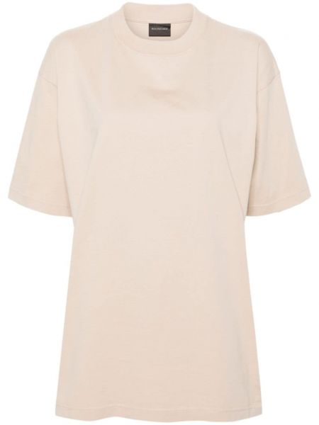 Medvilninis marškinėliai Balenciaga smėlinė