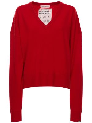 Kašmírový sveter s výstrihom do v Extreme Cashmere červená