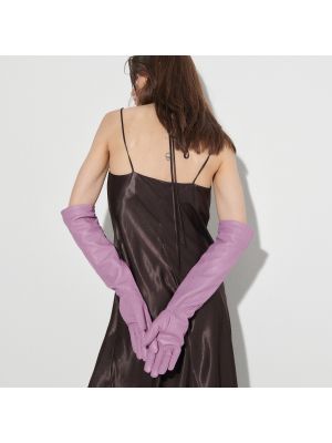 Rękawiczki skórzane Reserved fioletowe