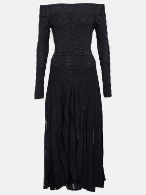 Sukienka midi z dżerseju Alaã¯a czarna