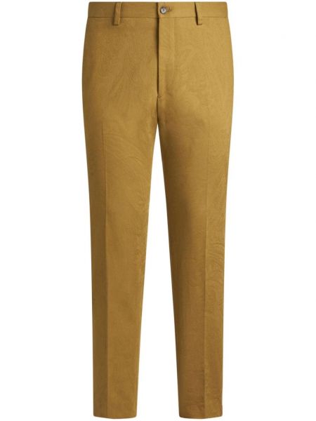 Žakárové rovné kalhoty s paisley potiskem Etro hnědé