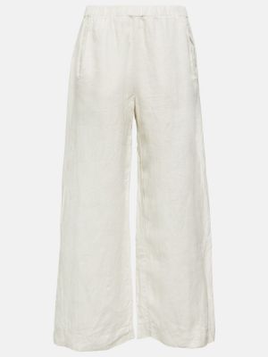 Aksamitne lniane spodnie Velvet beżowe