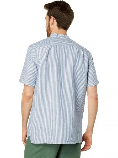 Льняная рубашка с коротким рукавом Nautica синяя