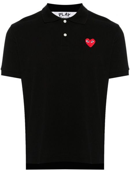 Kalp desenli polo yaka tişört Comme Des Garçons Play siyah