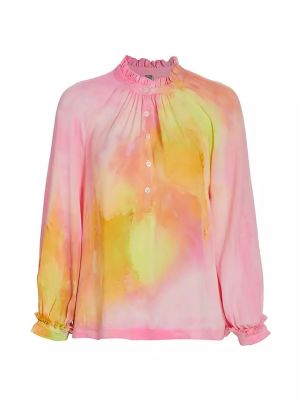 Шелковая блузка с принтом с эффектом тай-дай Raquel Allegra розовая