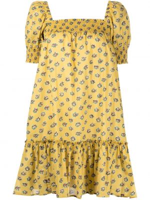 Mini obleka s cvetličnim vzorcem s potiskom Tory Burch rumena