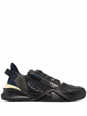 Sneakers με κορδόνια με σχέδιο με δαντέλα Fendi μαύρο
