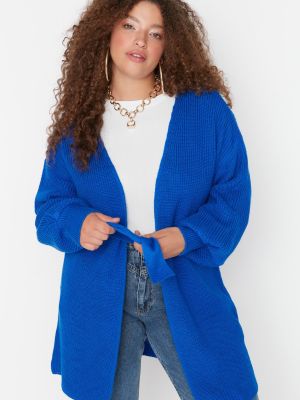 Megztinis su balioninėmis rankovėmis Trendyol mėlyna